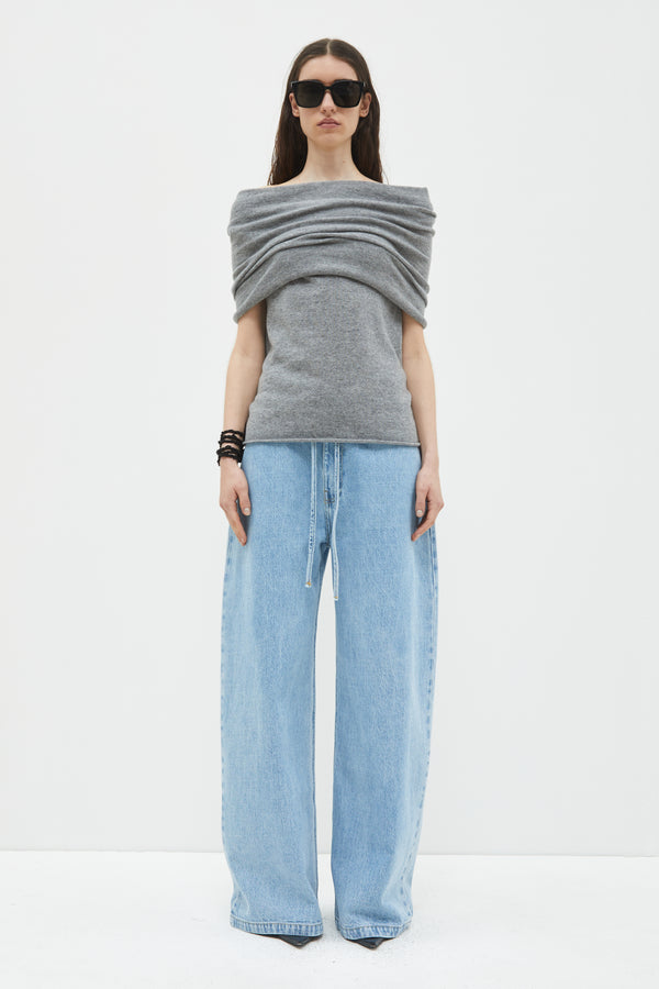 Christian Wijnants Kilili Sleeveless Knit Tube Top Grey