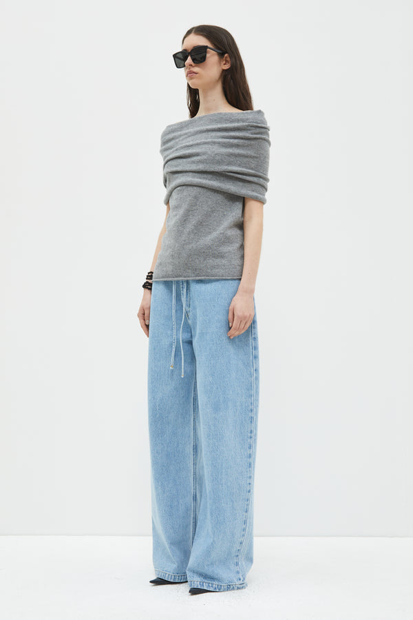 Christian Wijnants Kilili Sleeveless Knit Tube Top Grey