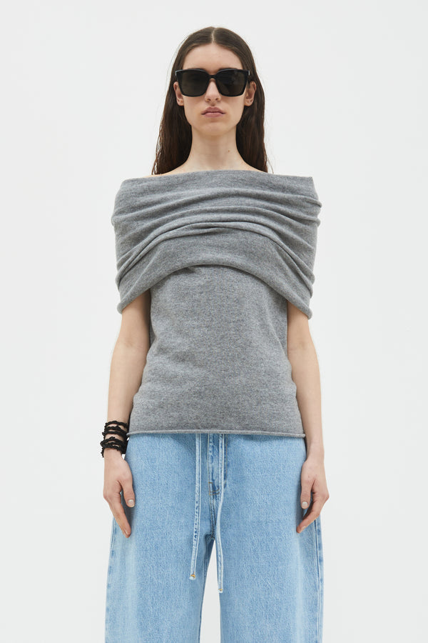 christian wijnants Kilili Sleeveless Knit Tube Top Grey