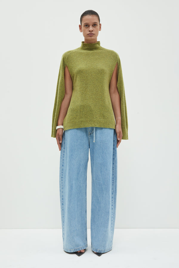 Christian Wijnants Kimbi Knotted Knit Top Kiwi Melange