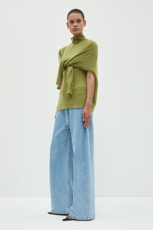 Christian Wijnants Kimbi Knotted Knit Top Kiwi Melange