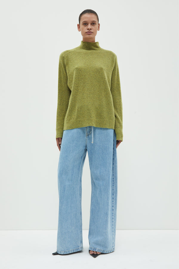 Christian Wijnants Kimbi Knotted Knit Top Kiwi Melange