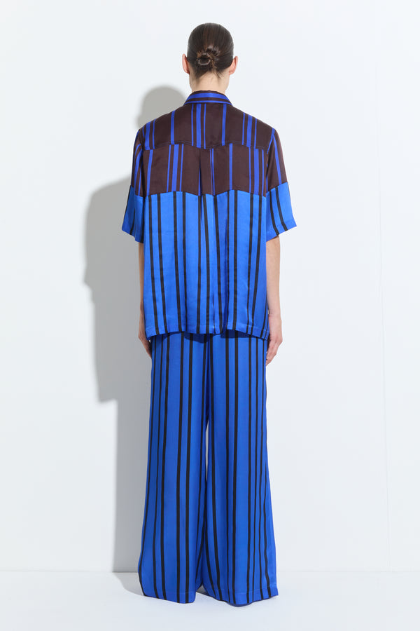 Christian Wijnants Pachez Wide Leg Pant Blue Black Stripe