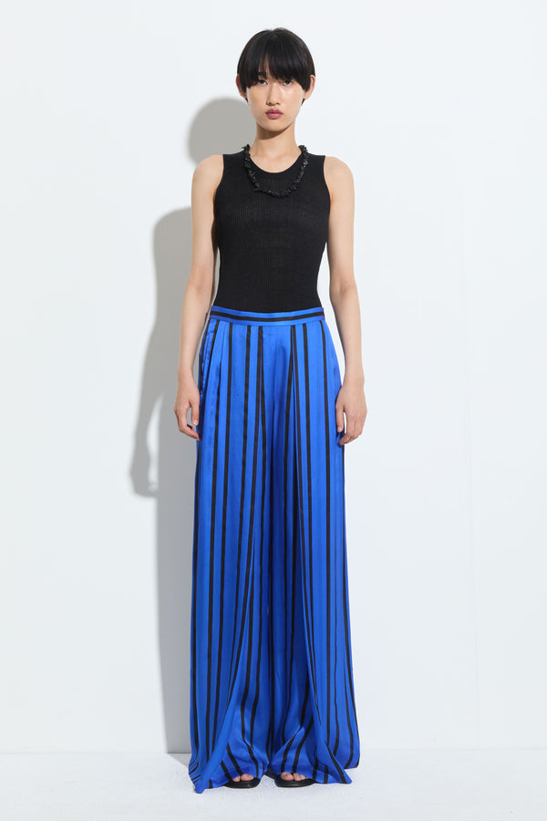 Christian Wijnants Pachez Wide Leg Pant Blue Black Stripe