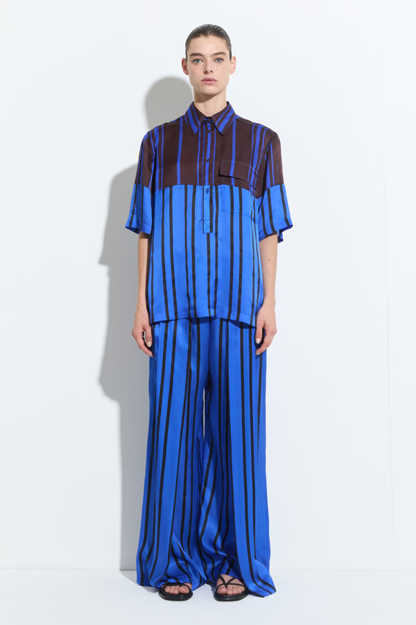 christian wijnants Pachez Wide Leg Pant Blue Black Stripe