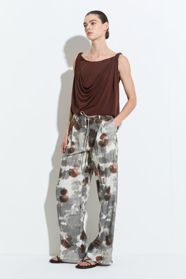 Christian Wijnants Pamir Straight Leg Trousers Grey Brown Hibiscus