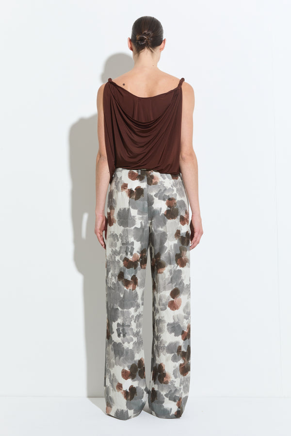 Christian Wijnants Pamir Straight Leg Trousers Grey Brown Hibiscus