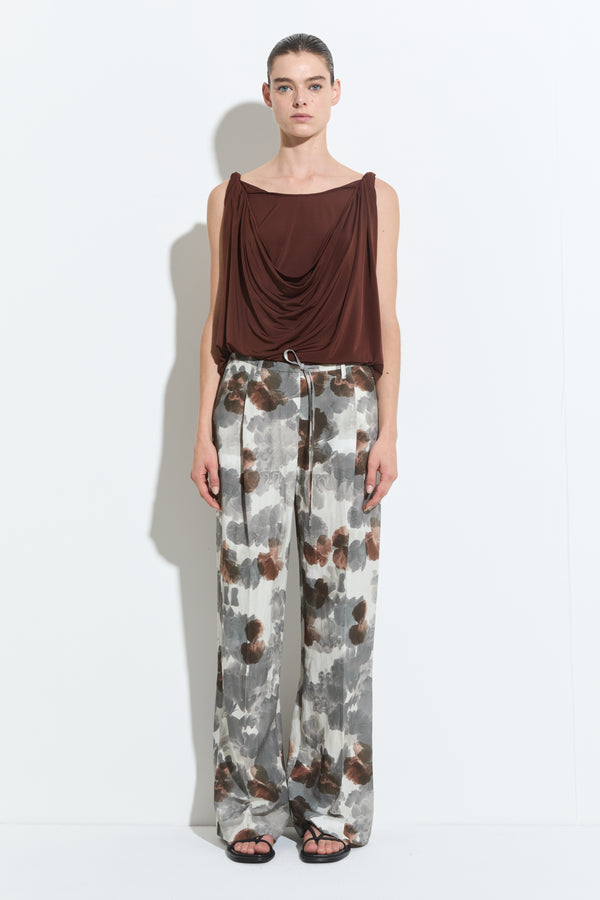 christian wijnants Pamir Straight Leg Trousers Grey Brown Hibiscus