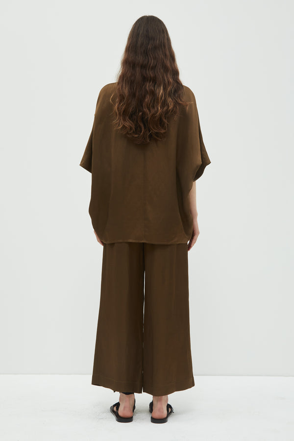 Christian Wijnants Pima Cropped Wide Leg Pants Sepia