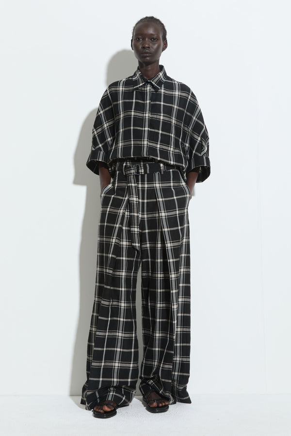 Christian Wijnants Pomello Wide Leg Pants Black White Check