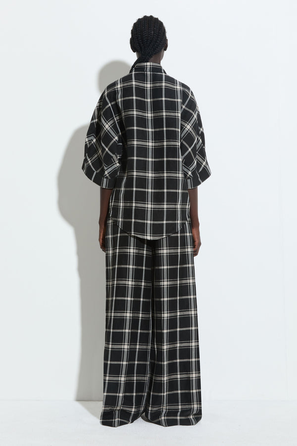 Christian Wijnants Pomello Wide Leg Pants Black White Check