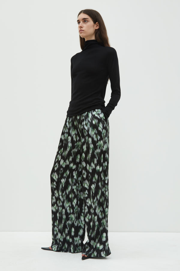 Christian Wijnants Prelah Long Wide Leg Pants Black Ikat Medium