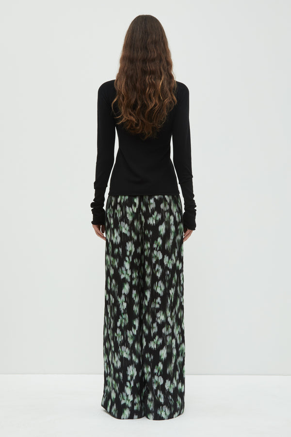 Christian Wijnants Prelah Long Wide Leg Pants Black Ikat Medium