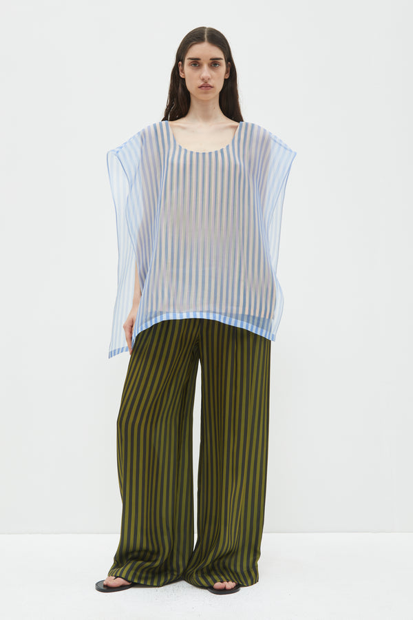 Christian Wijnants Prelah Long Wide Leg Pants Black Khaki Stripes Big