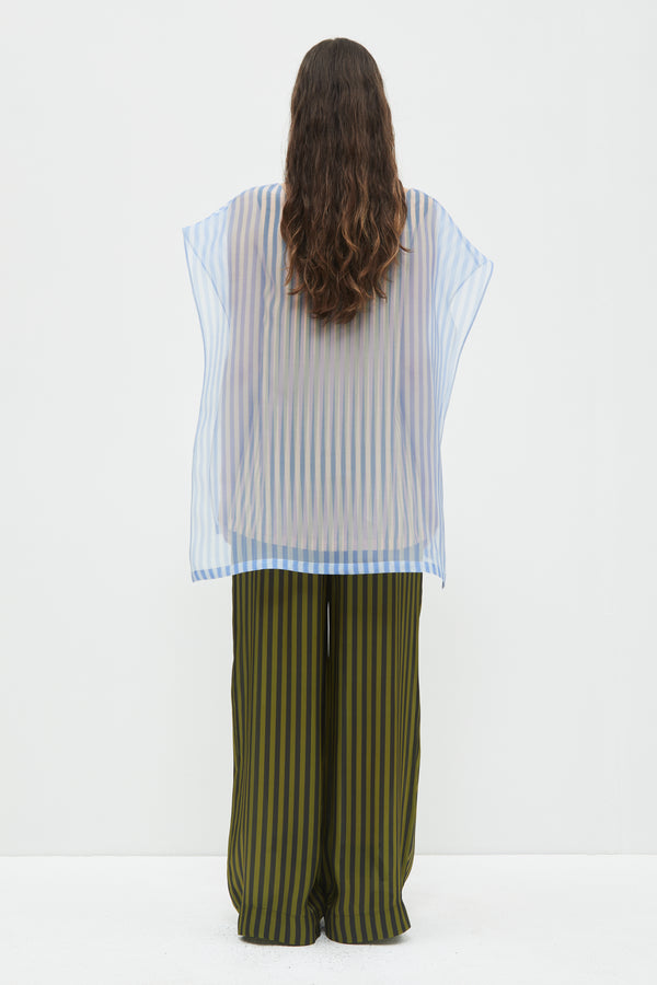 Christian Wijnants Prelah Long Wide Leg Pants Black Khaki Stripes Big