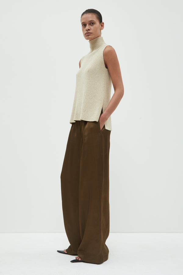 Christian Wijnants Prelah Long Wide Leg Pants Sepia