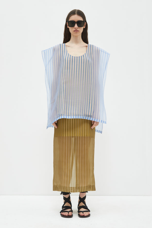 christian wijnants Susa Layered Organza Skirt Khaki Peach Stripes Small