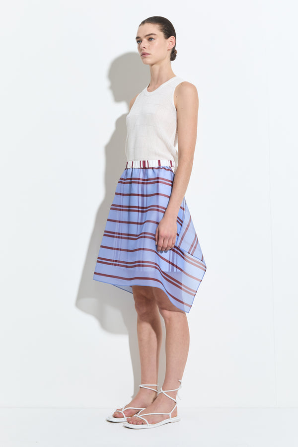 Christian Wijnants Susal Layered Mid Skirt Sky Wine Big Red Striped