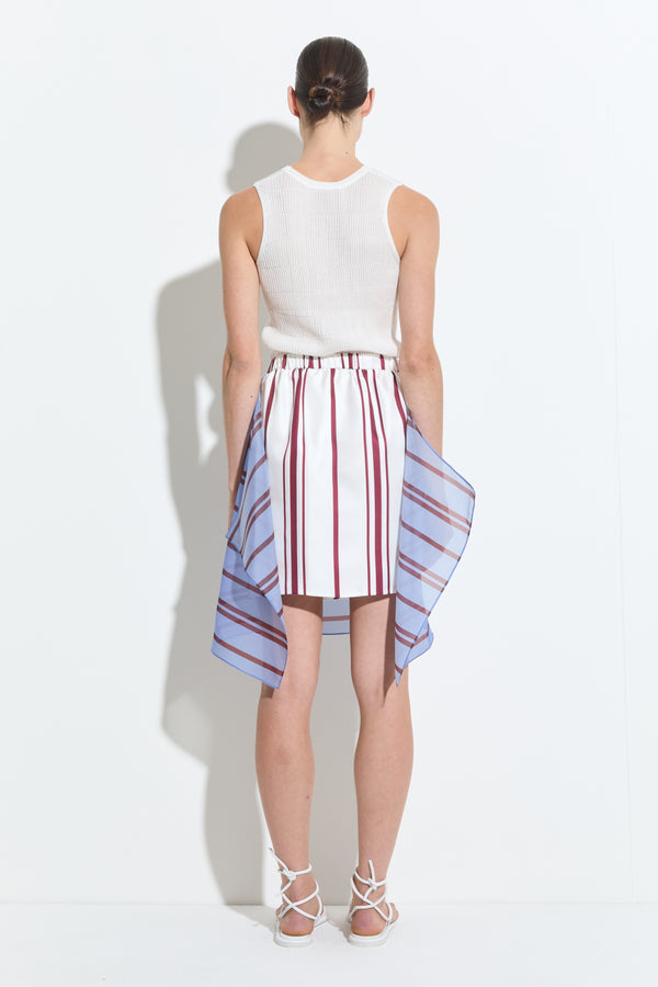 Christian Wijnants Susal Layered Mid Skirt Sky Wine Big Red Striped