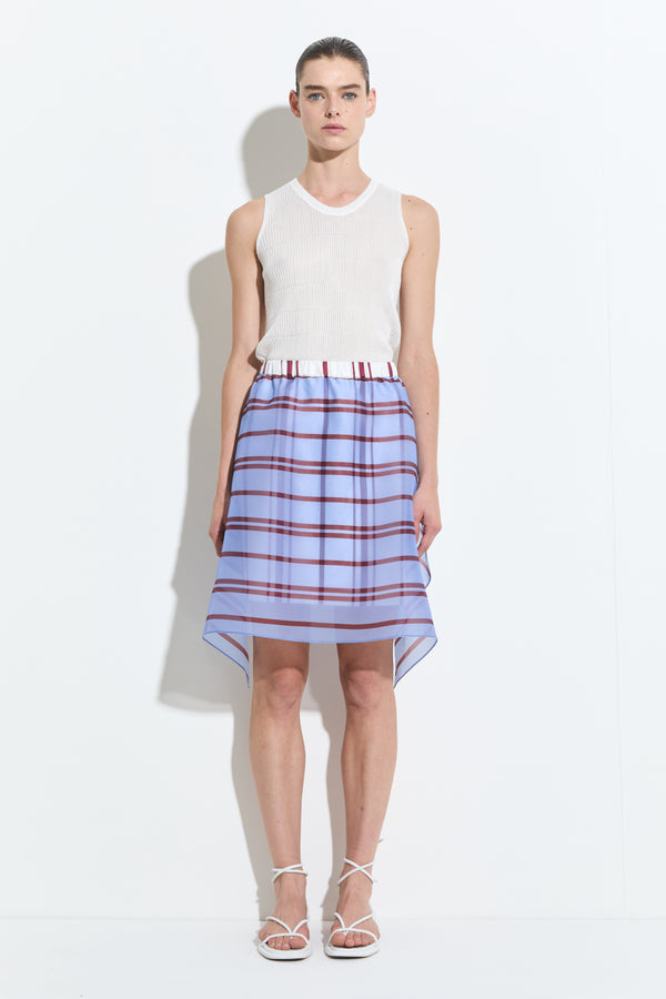 christian wijnants Susal Layered Mid Skirt Sky Wine Big Red Striped