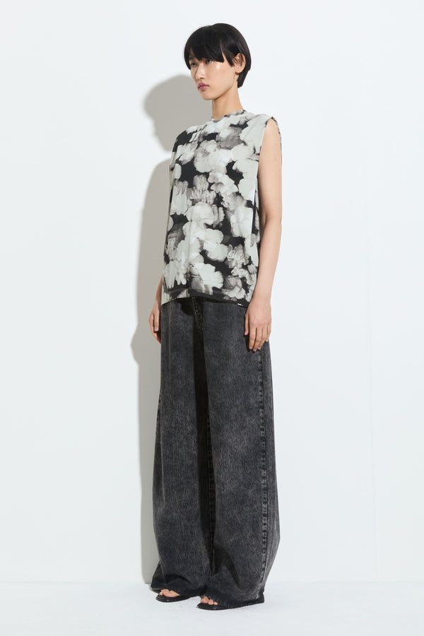 Christian Wijnants Tabansir Sleeveless Jersey Top Anthra Hibiscus