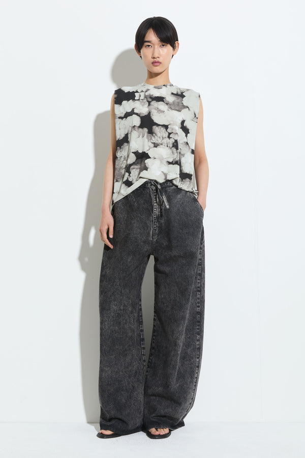 Christian Wijnants Tabansir Sleeveless Jersey Top Anthra Hibiscus