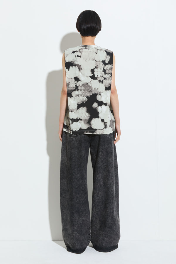 Christian Wijnants Tabansir Sleeveless Jersey Top Anthra Hibiscus