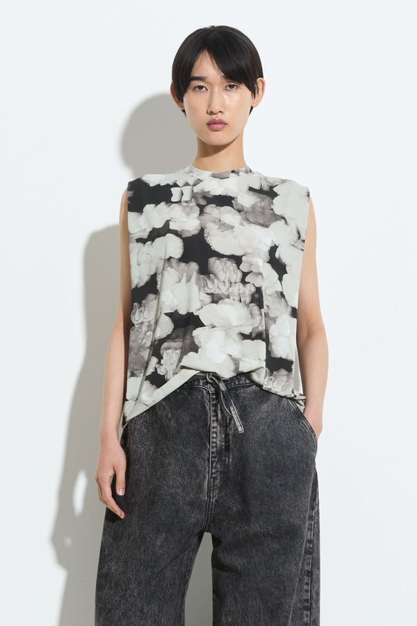 christian wijnants Tabansir Sleeveless Jersey Top Anthra Hibiscus