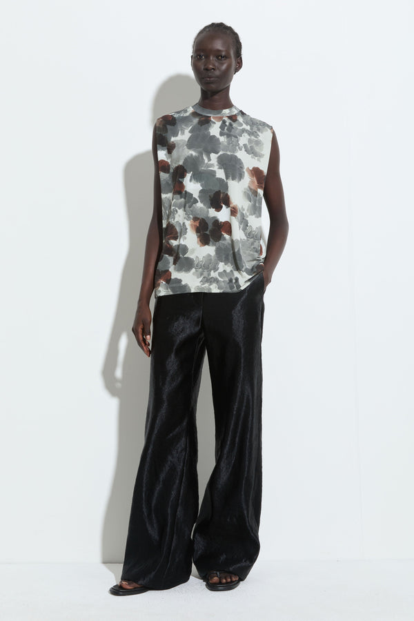 Christian Wijnants Tabansir Sleeveless Jersey Top Grey Brown Hibiscus