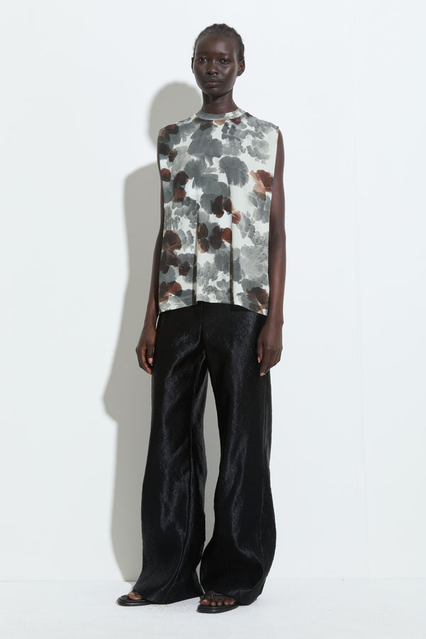 Christian Wijnants Tabansir Sleeveless Jersey Top Grey Brown Hibiscus