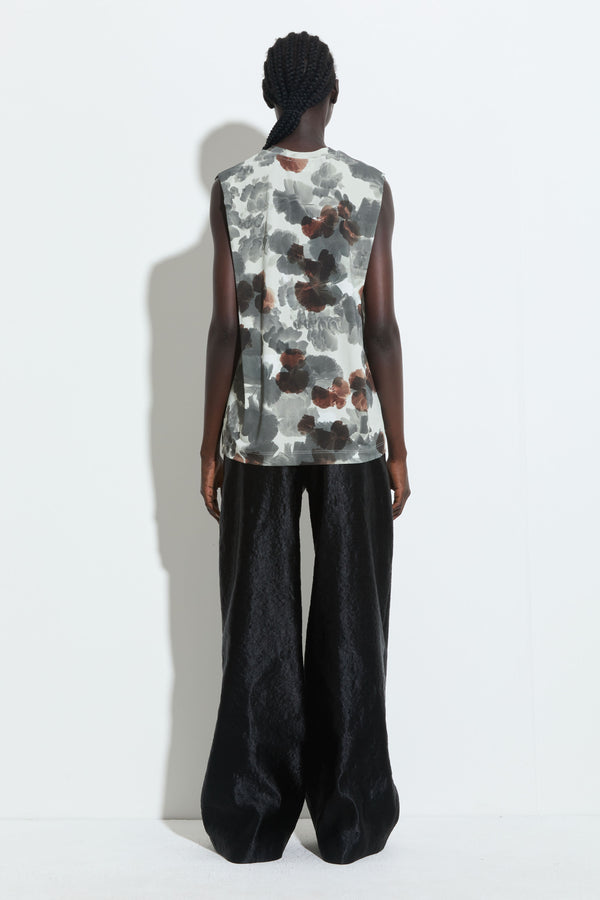 Christian Wijnants Tabansir Sleeveless Jersey Top Grey Brown Hibiscus