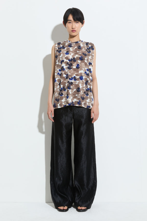 Christian Wijnants Tabansir Sleeveless Jersey Top Mole Blue Camellia