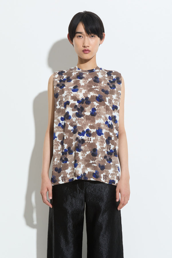 christian wijnants Tabansir Sleeveless Jersey Top Mole Blue Camellia