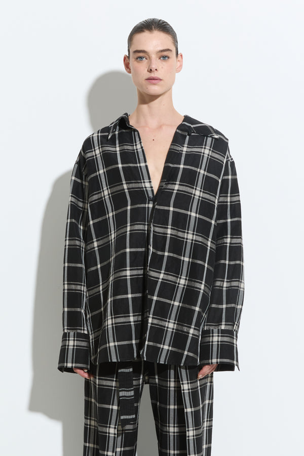 christian wijnants Takala Oversized Shirt Black White Check