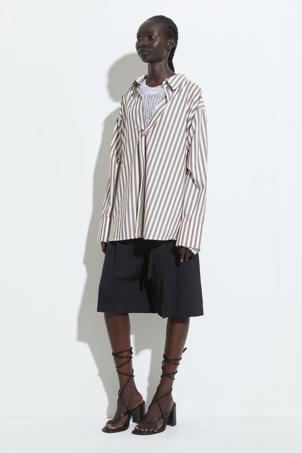 Christian Wijnants Takala Oversized Shirt Brown Stripe