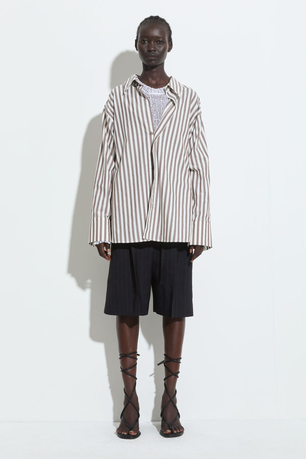 Christian Wijnants Takala Oversized Shirt Brown Stripe
