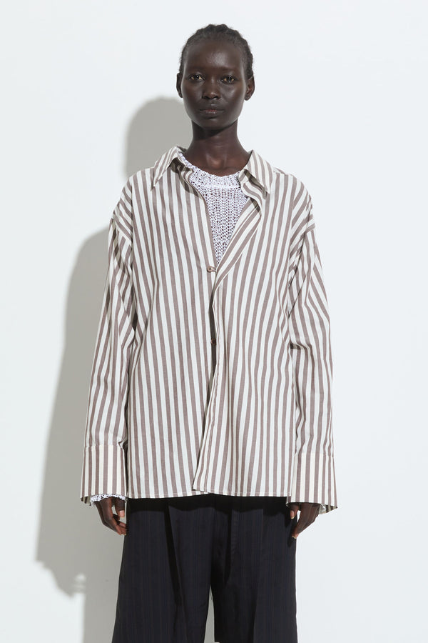 christian wijnants Takala Oversized Shirt Brown Stripe