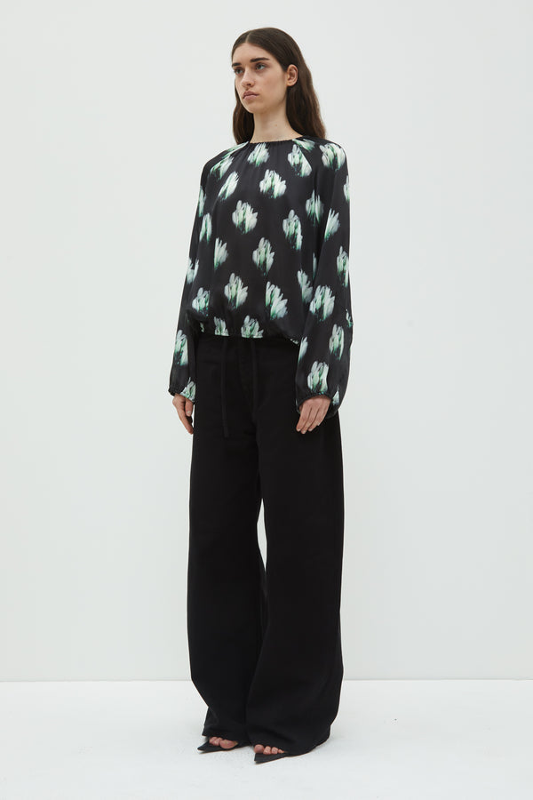 Christian Wijnants Tanawa Gathered Blouse Black Nymphaea