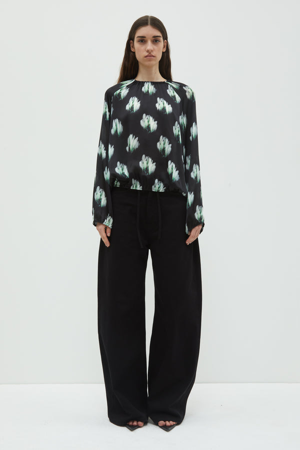 Christian Wijnants Tanawa Gathered Blouse Black Nymphaea