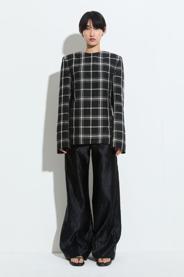 Christian Wijnants Tariq Long Sleeve Top Black White Check