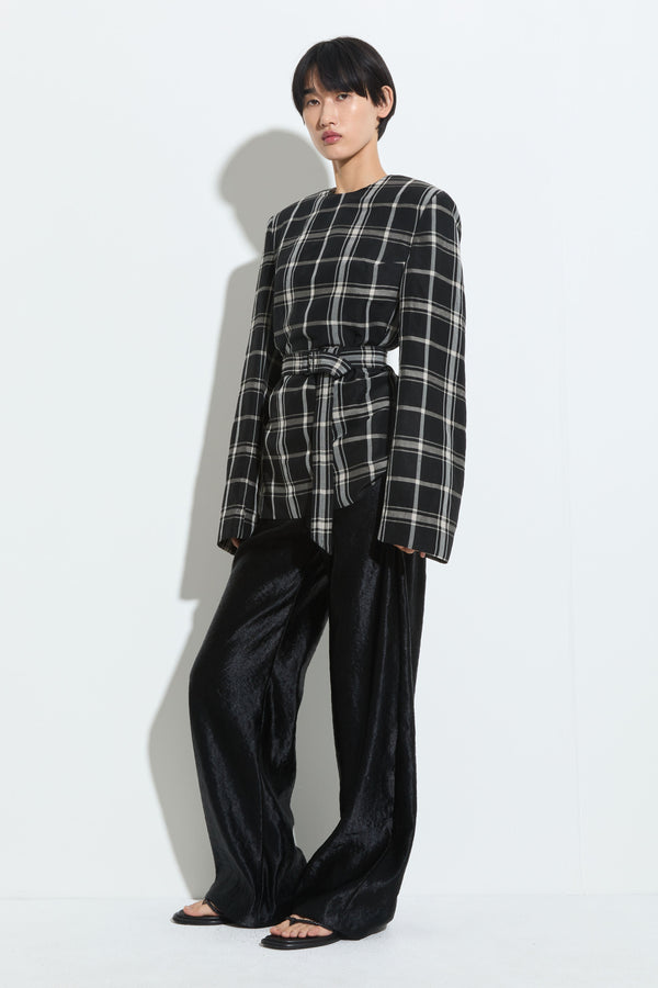 Christian Wijnants Tariq Long Sleeve Top Black White Check