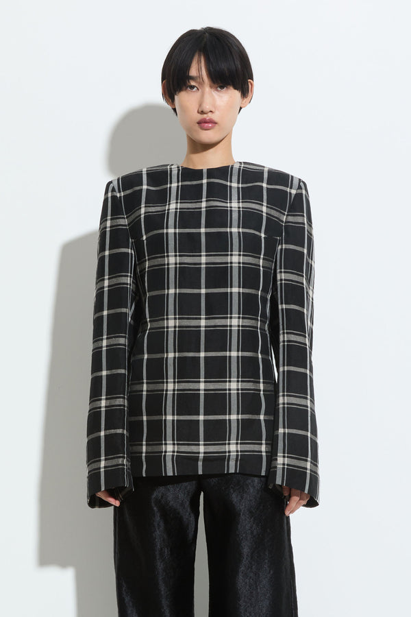 christian wijnants Tariq Long Sleeve Top Black White Check