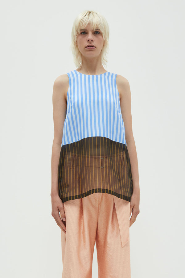 christian wijnants Tato Patchwork Tanktop Top Blue Stripes Big