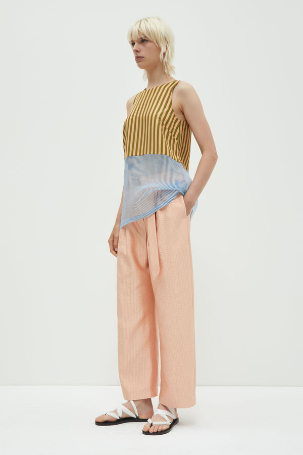 Christian Wijnants Tato Patchwork Tanktop Top Peach Khaki Stripes