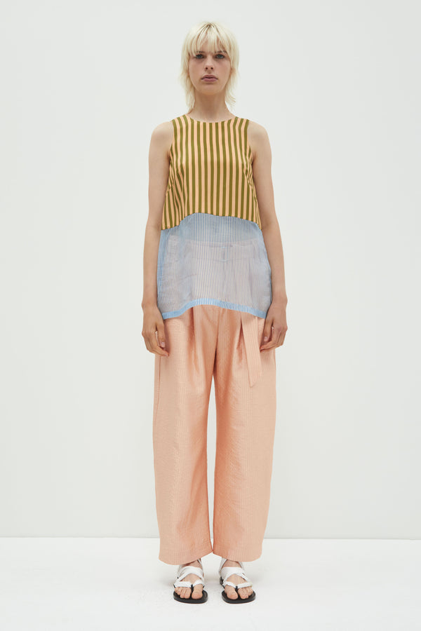 Christian Wijnants Tato Patchwork Tanktop Top Peach Khaki Stripes