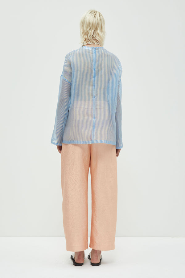 Christian Wijnants Tenoi Boxy Organza Top Blue Stripes Small