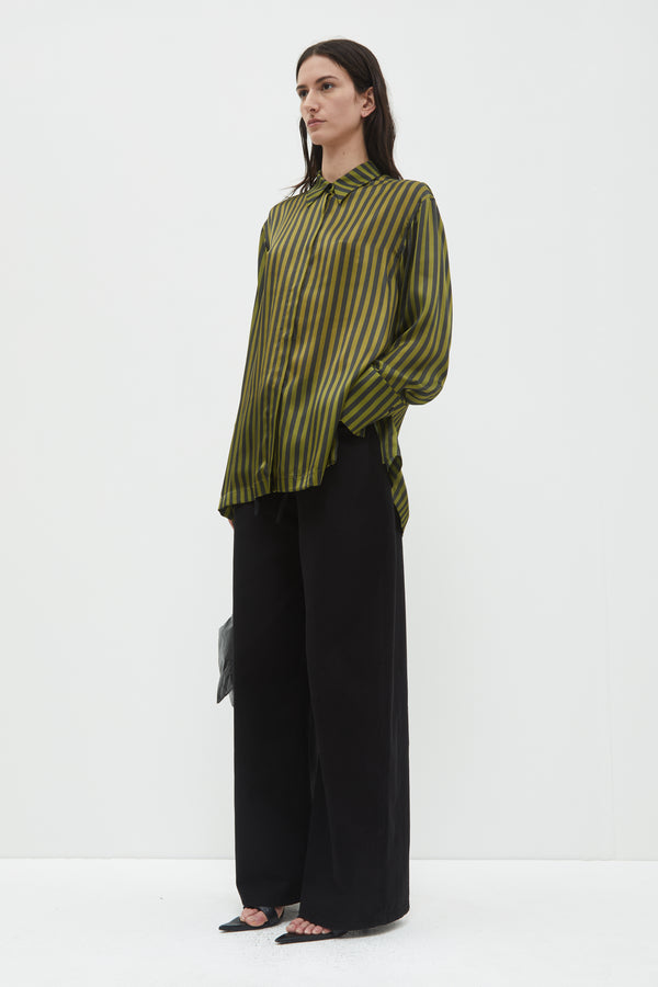 Christian Wijnants Tero Relaxed Classic Shirt Black Khaki Stripes Big