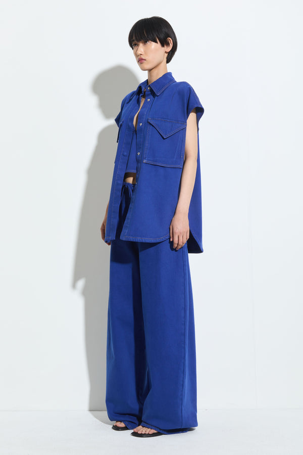 Christian Wijnants Teta Sleeveless Denim Top Cargo Blue Denim