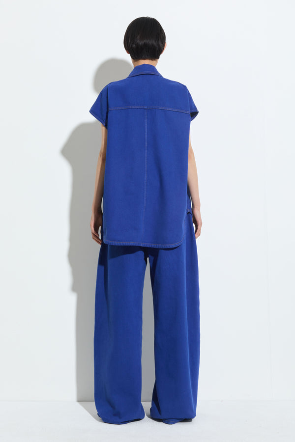 Christian Wijnants Teta Sleeveless Denim Top Cargo Blue Denim