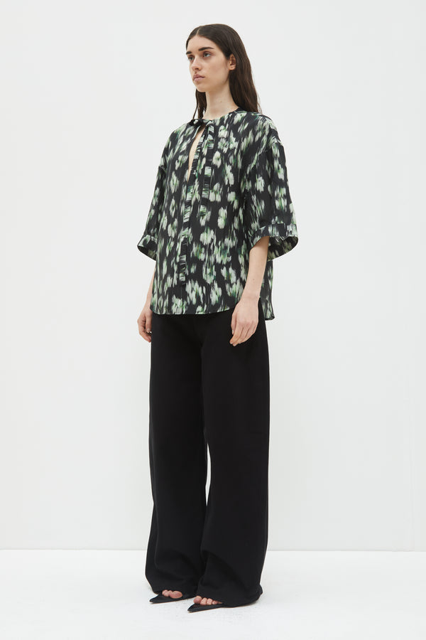 Christian Wijnants Thamani Puffed Sleeves Blouse Black Ikat Medium